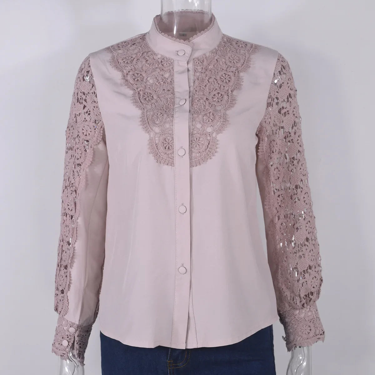 Elegant Blouses Office Spring Casual Button V-neck Long Sleeve
