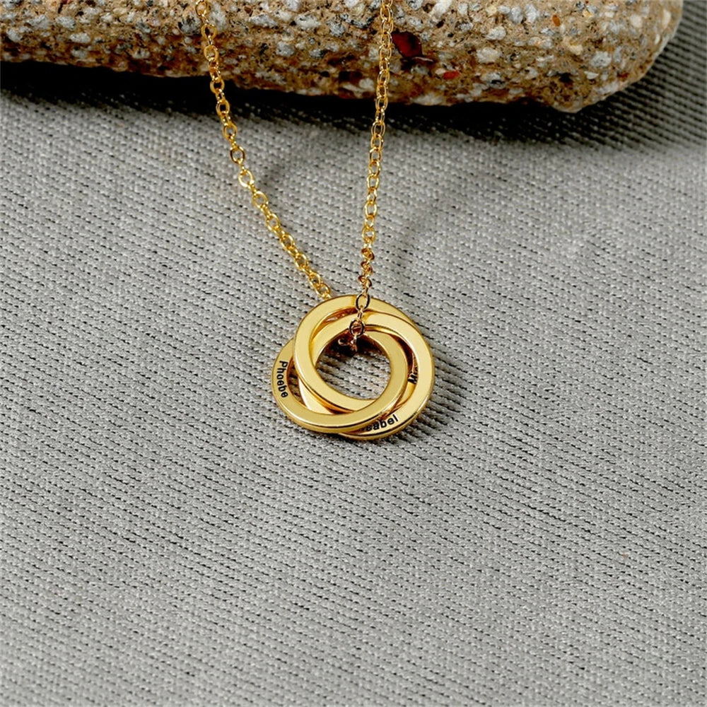 Engraved Children's Name Linked Circle Necklace