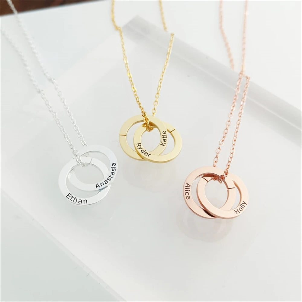 Engraved Children's Name Linked Circle Necklace
