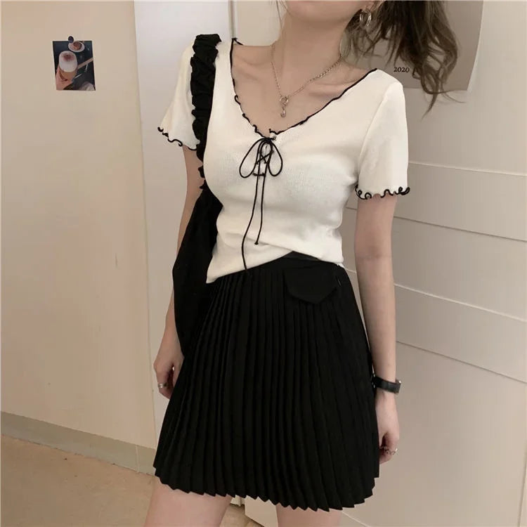 Woman T-shirts White V-neck