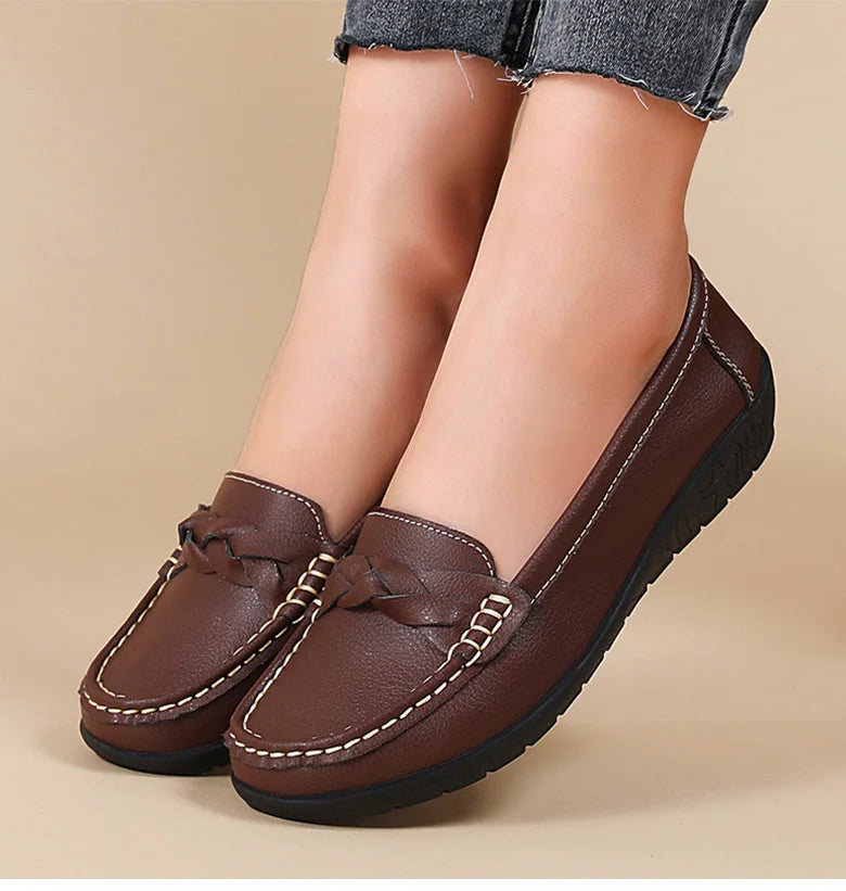 Soft Leather Flat Shoes