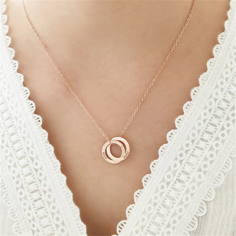 Engraved Children's Name Linked Circle Necklace