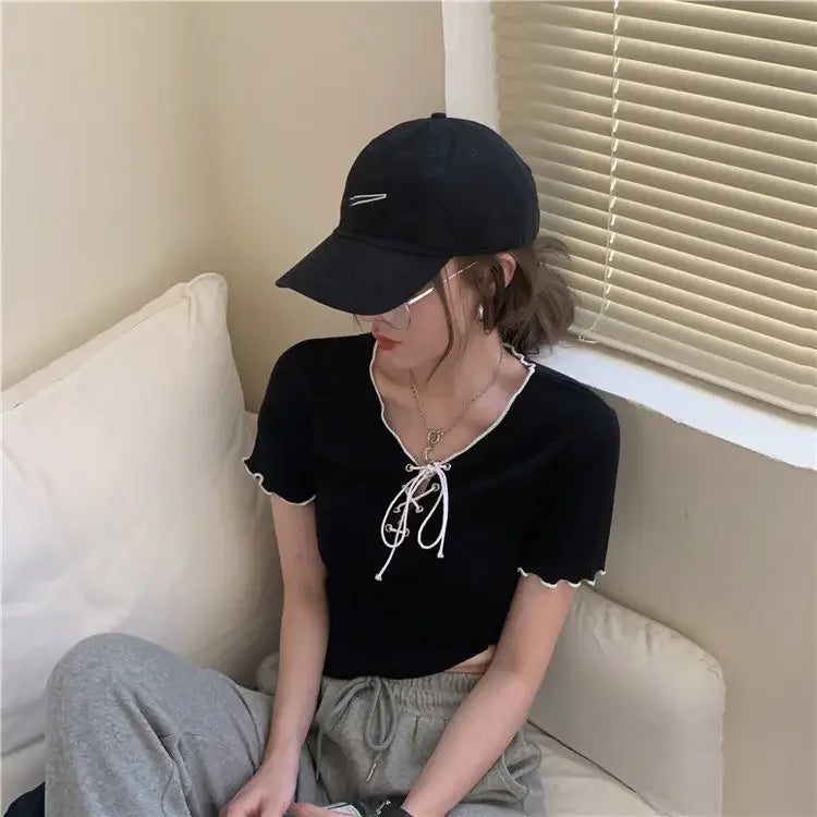 Woman T-shirts White V-neck