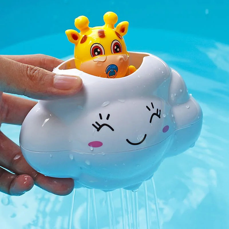 Bathing Cute Swimming Water Spraying Clouds