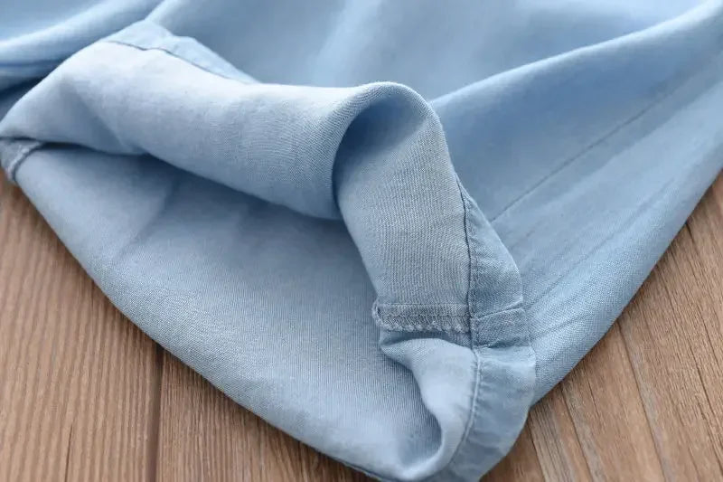 Children Wide Leg Pants Summer Casual Thin Chiffon Cropped Trousers For Teenager Girls Clothes 2 4 6 8 10 Years