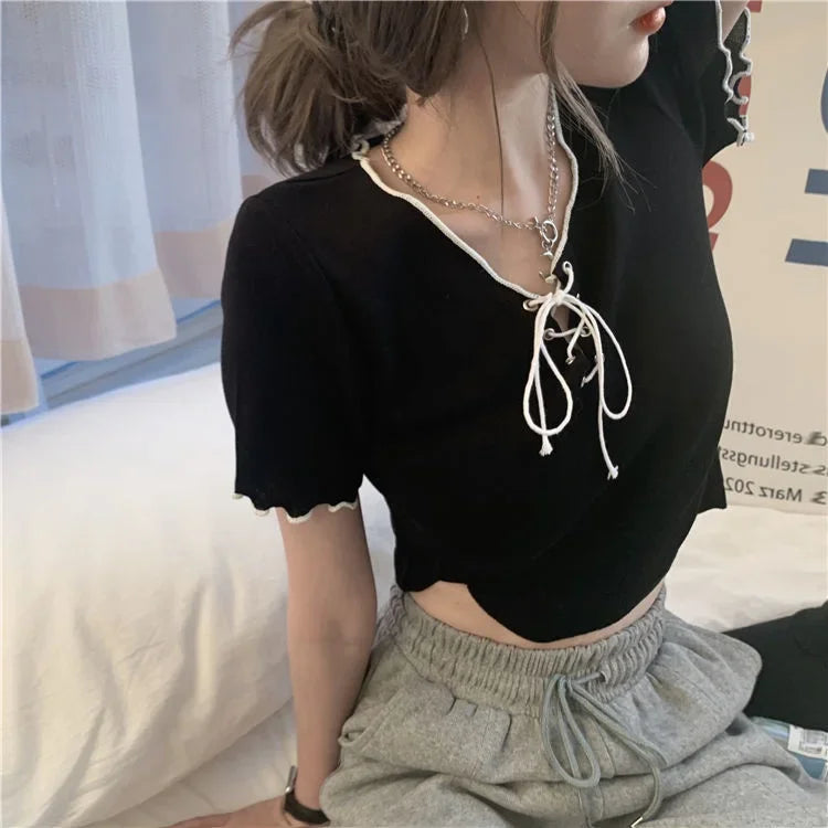 Woman T-shirts White V-neck