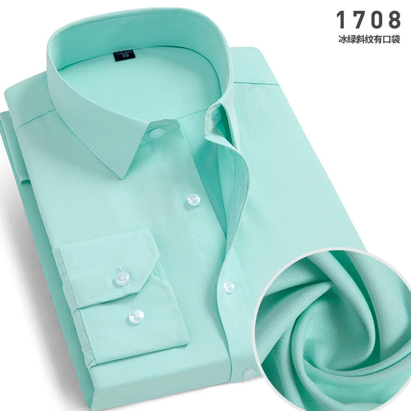 New Men's Dress Shirt Classic Solid
