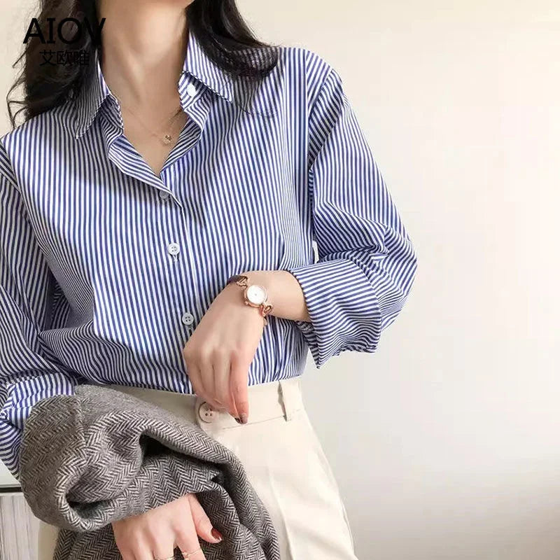 Classic Striped Spring or Autumn Blouse