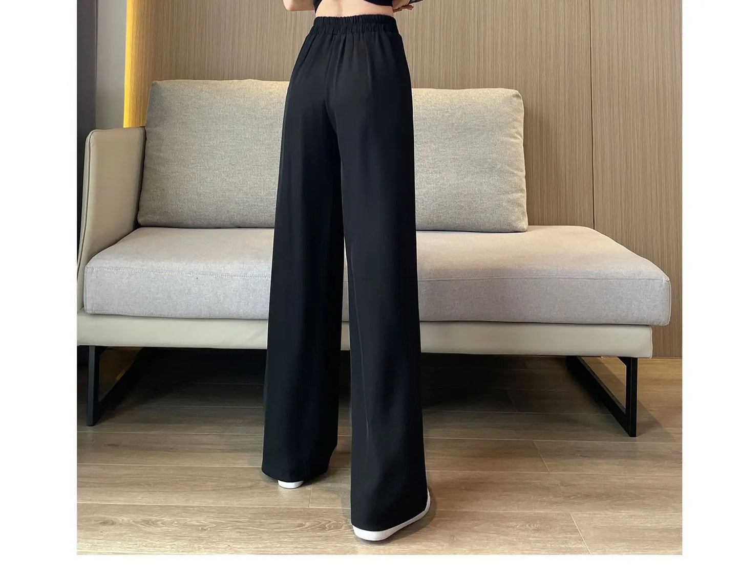 casual pants woman pendant black suit wide leg high waist