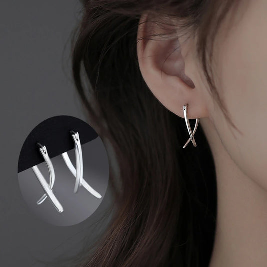 Trendy Jewelry Simply Earrings Unique Geometry Earrings For Women Gift Earings Fashion Jewelry Korean Silver Color Earrings