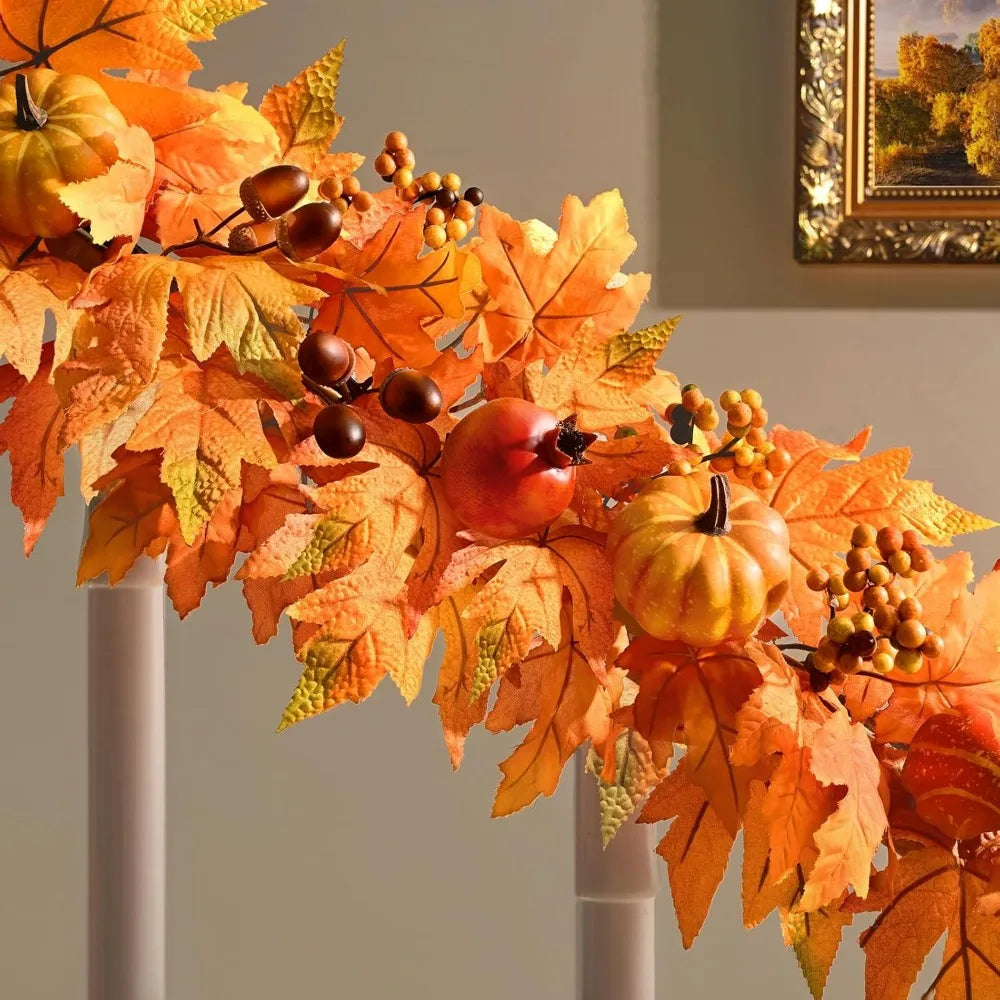 6FT Thanksgiving Garland with Pomegranate Pumpkin